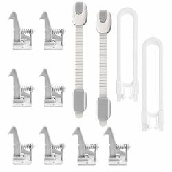 Cabinet Lock Child Safety Baby Proofing Kit - 8 Kids Drawer Locks 2 Proof Cabinets Safety Latches Locks 2 Sliding Lock Easy Adhesive No