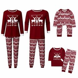 Monise Family Christmas Pajamas Set Matching Family Christmas Elk Pajamas Snowfall Pj's Loungewear Wine