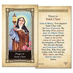 St. Clare Laminated Holy Card - Pack Of 25