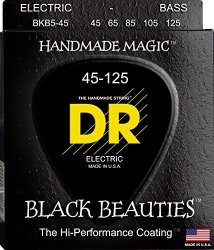 DR Strings Bass Strings Black Beauties Bass Black Coated Nickel Plated Bass Guitar Strings On Round Core