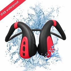 Swimming MP3 Player Bluetooth 5.0 Bone Conduction Bluetooth Headset Headphone 8G MP3 Player Waterproof Wireless Sport Headset Black Red