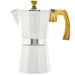 GROSCHE Milano Moka Stovetop Espresso Coffee Maker 9 CUP 15.2 Oz White
