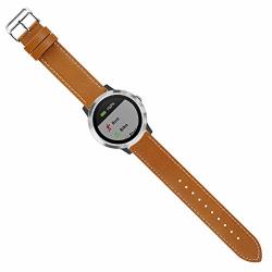Duigong Compatible With Garmin Vivoactive 3 Music Vivomove Hr Quick Release Bands 20MM Leather Strap With Silver Stainless Steel Hardware - S m & M l Brown