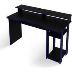 Desk Gamer Station Wood Black & Blue