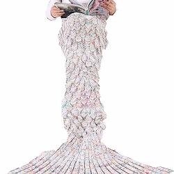 Lvbo Big Mermaid Tail Blanket Mermaid Tail Blanket Crochet Thick Kids Adult Children