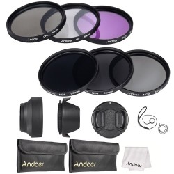 Andoer 55mm Lens Filter Kit Uv+cpl+fld+nd Nd2 Nd4 Nd8 With Carry Pouch Lens Cap Lens Cap Holder