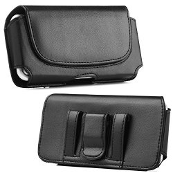 Luxmo Black Leather Horizontal Carrying Case Pouch With Belt Clip And Loops For Blackberry Z30 LG G2 Nexus 5 Htc Droid Dna One Motorola