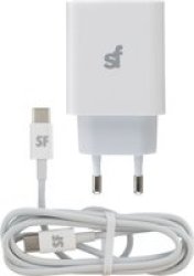 Pd Wall Charger With Type C To Type C Cable - White