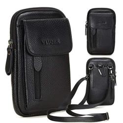 Leather Viiger Small Crossbody Travel Purse Crossbody Bag Vertical Cell Phone Pouch Belt Holster MINI Shoulder Bag Belt Pouches For Men Compatible For Iphone