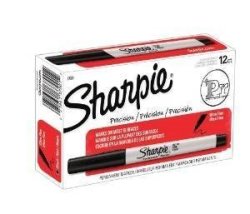 Sharpie Permanent Markers Ultra Fine Point Black 12 Count