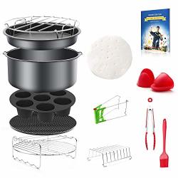 8 Inch General Air Fryer Accessories 13 Pieces With Recipe Cookbook Compatible With Philips Gowise Usa Cozyna Power Airfryer 4.2QT-5.8QT Kasmotion Deep Fryer Accessories
