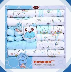 100% Cotton Newborn Clothes Summer Baby Gift Box Set 18PCS For 0- 12 Months - Blue 0-3 Months