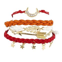 Lux Accessories Goldtone Assorted Moon Star Boho Bracelet Arm Candy Set 5PCS