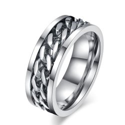 Pre-spring- : Mens 316L Stainless Steel Ring Chain Design - Size 15 Z+5 Z5