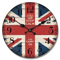 Keep Calm Union Jack Wooden Wall Clock