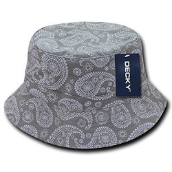 DECKY Paisley Bandana Print 100% Cotton Bucket Hat - Grey - L-xl