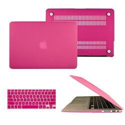 Evertrust Tm Rubberized Laptop Case Cover & Keyboard Skin For Macbook Air Pro Retina 11" 12" 13" 15" Hot Pink