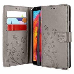 Lacass Floral Butterfly Leather Wallet Case Cover For LG Aristo 4+ Plus LG Prime 2 LG Arena 2 LG Tribute Royal LG Journey LTE