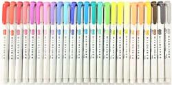 Zebra Mildliner Soft Color Double-sided Highlighter Pens 25 Full Color Set Standard 15 Color + New 10 Color With Original Vinyl Pen Case