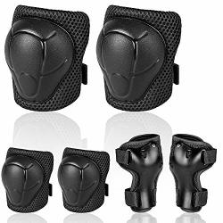 Uggkin Kids Protective Gear Set Knee Pads Elbow Pads Wrist Guards 3 In 1 Safety Pads Set For Kids For Cycling Skating Rollerblading Skateboard Scooter Black Small