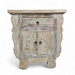 Carved Bedside Pedestal Sotran Dekorativ