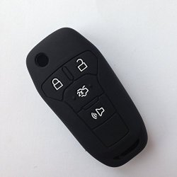 Black Silicone Fob Skin Cover For 2016 Ford Fusion Ford Explorer Ford Edge Flip Keyless Entry Fob Remote Key Protector Key Jacket Holder Gift
