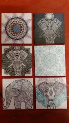 Set Of 6 Wooden Esoteric Coasters