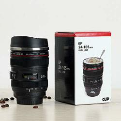 5.75" Tall 400ML Camera Lens Coffee Mug Cup Camera With Lid Mugs Stainless Steel Travel Lens Mug Thermos