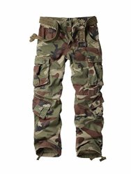 Auszoslt Women's Casual Loose Fit With 8 Pockets Cargo Pants Plus Size Camouflage Work Pants Battlefield Camo Us 8
