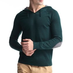 Casual Hooded Knitted Sweatshirt Pure Color Men Pullover Sweater Sport Tops