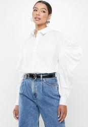 Missguided Oversized Poplin Volume Sleeve Shirt - White