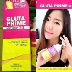 Gluta Prime Intensive Lightening Body Lotion Spf 50 Pa++ Lightening Brightening 300ML++FREE Body Skin Serum -aha Mimi- White Lightening 30ML