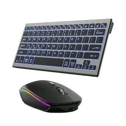Ultra Slim Wireless Keyboard Mouse Combo With Backlit Colours - White