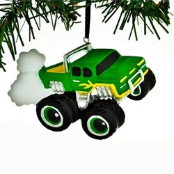 Personalized General Monster Truck Christmas Tree Ornament 2019 - Green Mighty Pickup Vehicle Machine Large Tires Field Trailer Boy Holiday Toy Jam Suv Horsepower