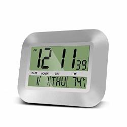 clocks alarm temperature clock desk elegant silver digital pricecheck write