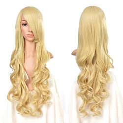 Blonde Curly Cosplay Wig 80CM Sumersha Halloween Cosplay Long Hair Heat Resistant Spiral Costume