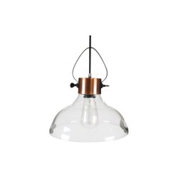 Industrial Look Pendant Light - Antique Copper And Glass - C