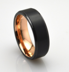 Mens Tungsten Carbide Black Gold Plated 8mm Wedding Band Ring Sizes 9 10 11 12 Or 13