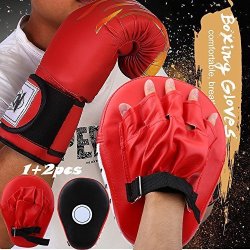 Boxing Mitt Training Punch Pad Kick Hand Target Glove Focus MMA Muay Thai Train 