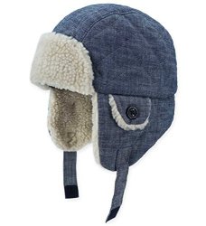 Keepersheep Todder Baby Boys' Ushanka Earflap Winter Bomber Hat Cap Kids' Trapper Hat Bomber Hat 3-9 Months Denim Blue