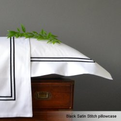 Satin Stitch Pillowcases Black On White King