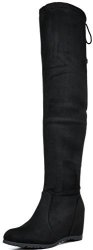Dream Pairs Women's Leggy Black Faux Suede Over The Knee Thigh High Boots - 9.5 M Us