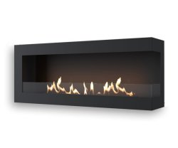 Canto Two Flueless Gas Fireplace Black - Black 1200MM