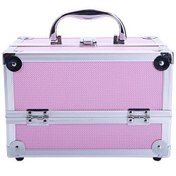 Dvluck SM-2176 Aluminum Makeup Train Case Jewelry Box Cosmetic Organizer With Mirror 9