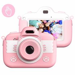 Themoemoe Kids Camera Toys For 3-12 Year Old Girls Children's Digital Camera 3 Inch Touch Screen 8.0MP Games Camera Video With Protective Bag 16GB