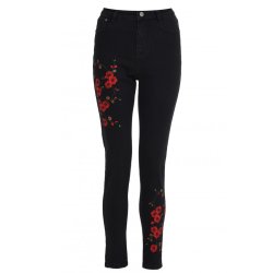 Quiz Black Flower Embroidered Skinny Jeans