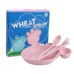 4AKID Wheat Straw Peppa Pig Plate For Toddlers - Pink