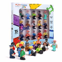 Playmags Magnetic Figures-community Figures Set Of 15 Pieces - Play People Perfect For Magnetic Tiles - Stem Learning Toys Children - Compatible W Other