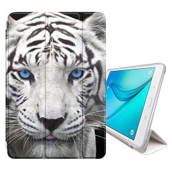 Stplus White Tiger Animal Smart Cover With Back Case + Auto Sleep wake Function + Stand For Samsung Galaxy Tab S2 - 9.7" T810 T811 T813 T815 T819 Series