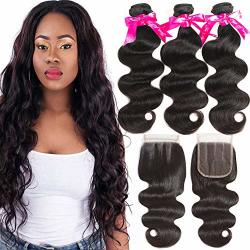 Beauty Princess Brazilian Body Wave With Closure 8A Unprocessed Brazilian Virgin Hair With Three Part Lace Closure Mink Human Hair Bundles With Closure Natural Color 16 18 20+14